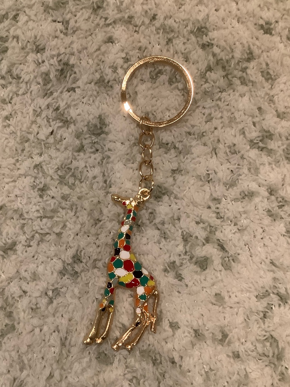 Multicolored Giraffe Key Chain Bag Charm NWT 4.5”